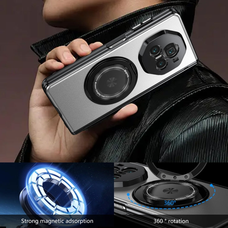 For Honor Magic V3 Gold Medal Rotating Folding Series Ring Holder Phone Case(Silver)