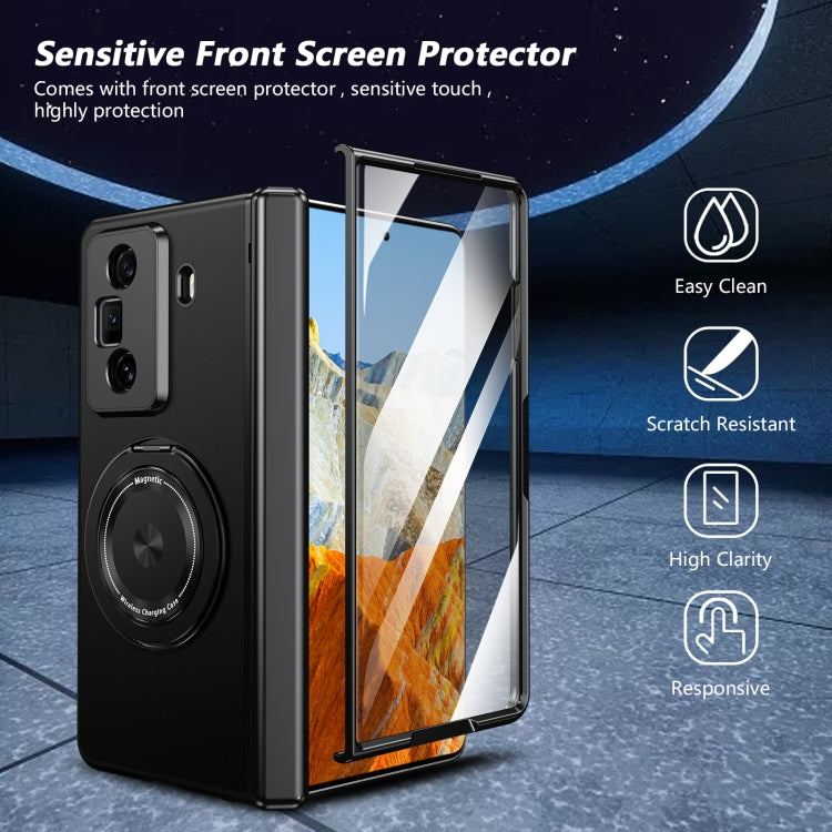 For Honor Magic Vs3 Gold Medal Rotating Folding Series Ring Holder Phone Case(Black)