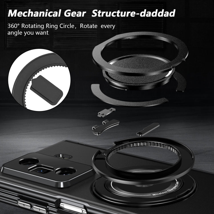 For Honor Magic Vs3 Gold Medal Rotating Folding Series Ring Holder Phone Case(Black)