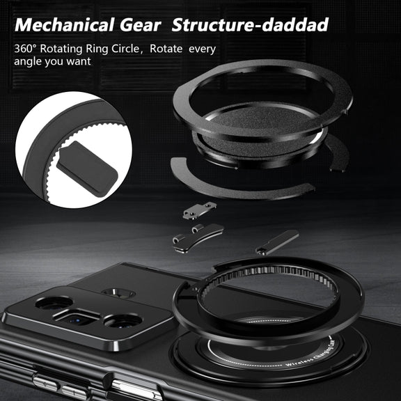 For Honor Magic Vs3 Gold Medal Rotating Folding Series Ring Holder Phone Case(Black)