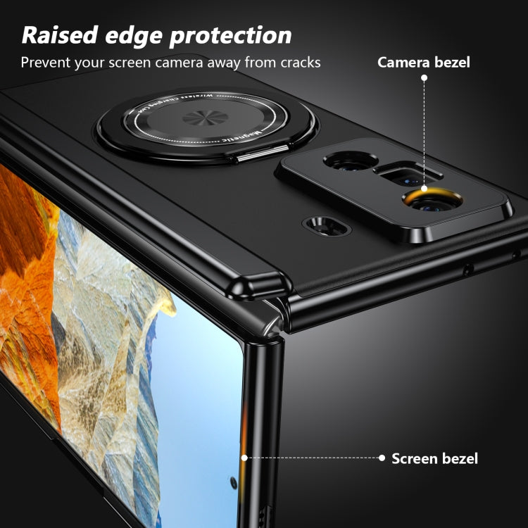 For Honor Magic Vs3 Gold Medal Rotating Folding Series Ring Holder Phone Case(Black)
