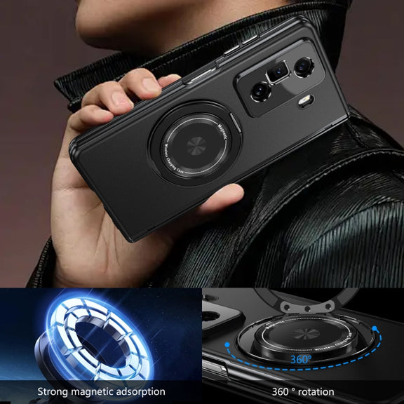For Honor Magic Vs3 Gold Medal Rotating Folding Series Ring Holder Phone Case(Black)