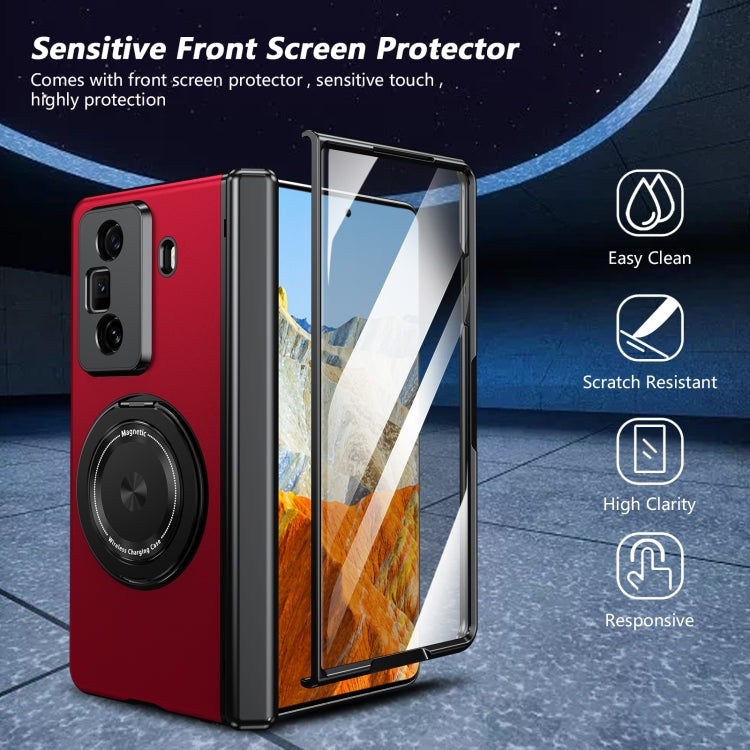 For Honor Magic Vs3 Gold Medal Rotating Folding Series Ring Holder Phone Case(Red)