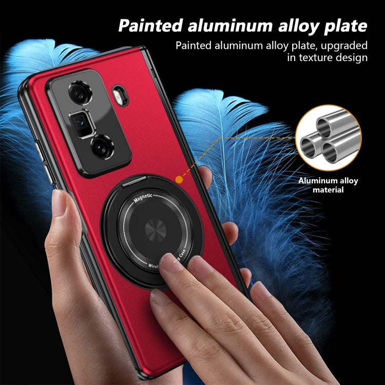For Honor Magic Vs3 Gold Medal Rotating Folding Series Ring Holder Phone Case(Red)