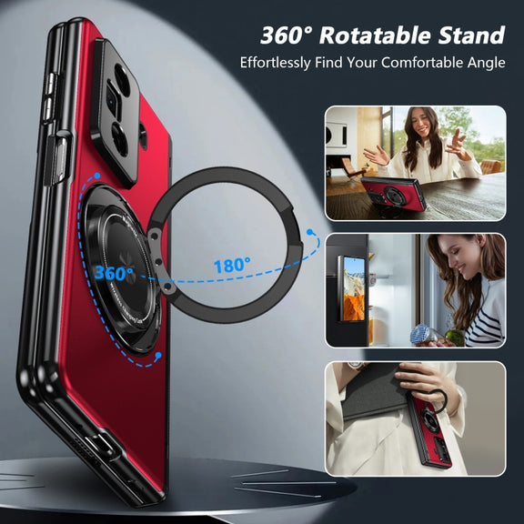 For Honor Magic Vs3 Gold Medal Rotating Folding Series Ring Holder Phone Case(Red)