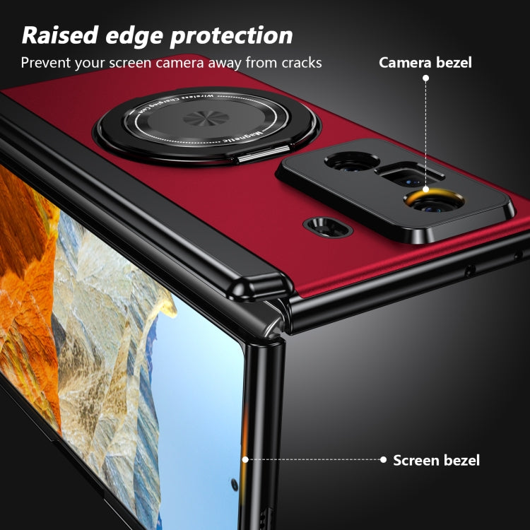 For Honor Magic Vs3 Gold Medal Rotating Folding Series Ring Holder Phone Case(Red)