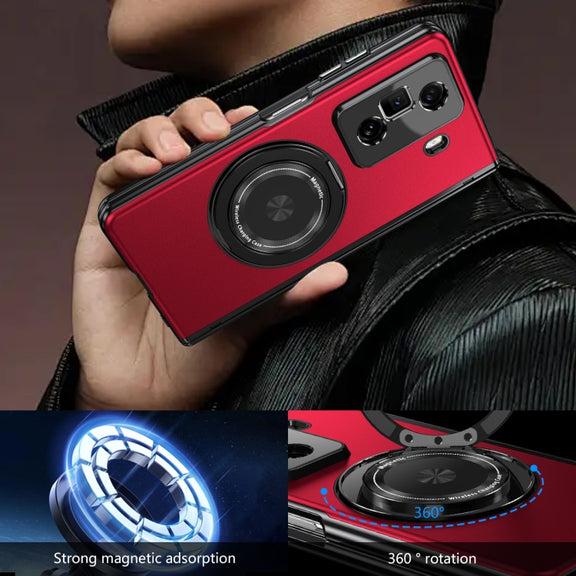 For Honor Magic Vs3 Gold Medal Rotating Folding Series Ring Holder Phone Case(Red)