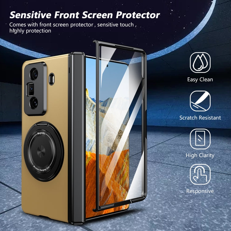 For Honor Magic Vs3 Gold Medal Rotating Folding Series Ring Holder Phone Case(Gold)