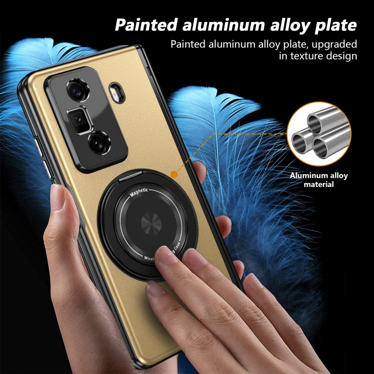 For Honor Magic Vs3 Gold Medal Rotating Folding Series Ring Holder Phone Case(Gold)