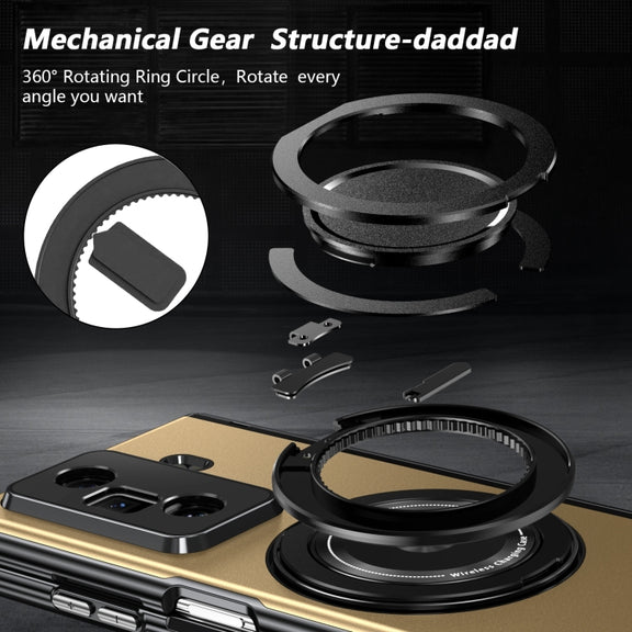 For Honor Magic Vs3 Gold Medal Rotating Folding Series Ring Holder Phone Case(Gold)