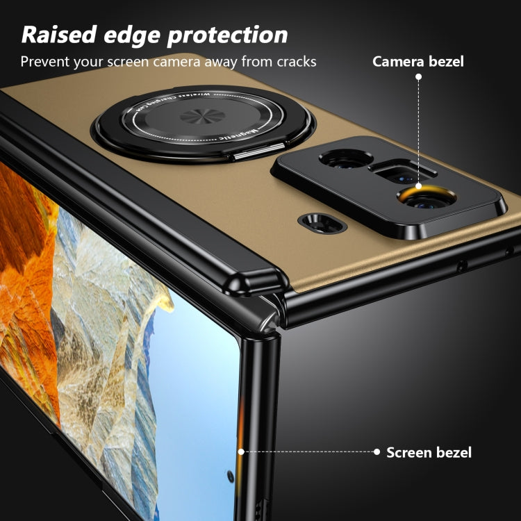 For Honor Magic Vs3 Gold Medal Rotating Folding Series Ring Holder Phone Case(Gold)