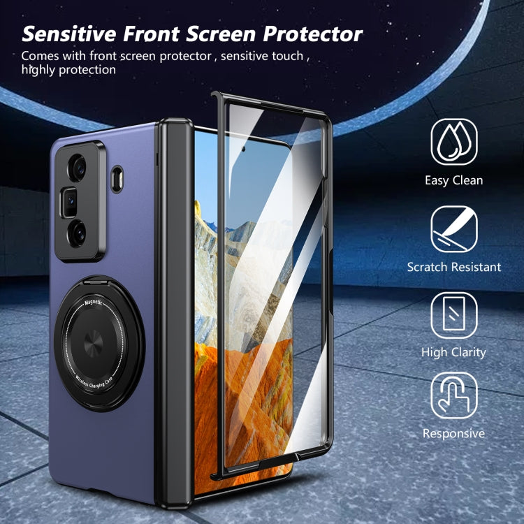 For Honor Magic Vs3 Gold Medal Rotating Folding Series Ring Holder Phone Case(Blue)