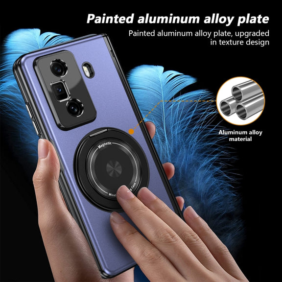 For Honor Magic Vs3 Gold Medal Rotating Folding Series Ring Holder Phone Case(Blue)