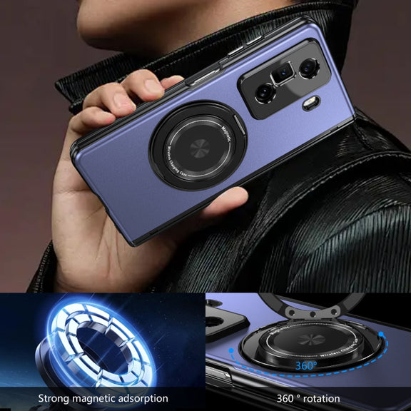 For Honor Magic Vs3 Gold Medal Rotating Folding Series Ring Holder Phone Case(Blue)