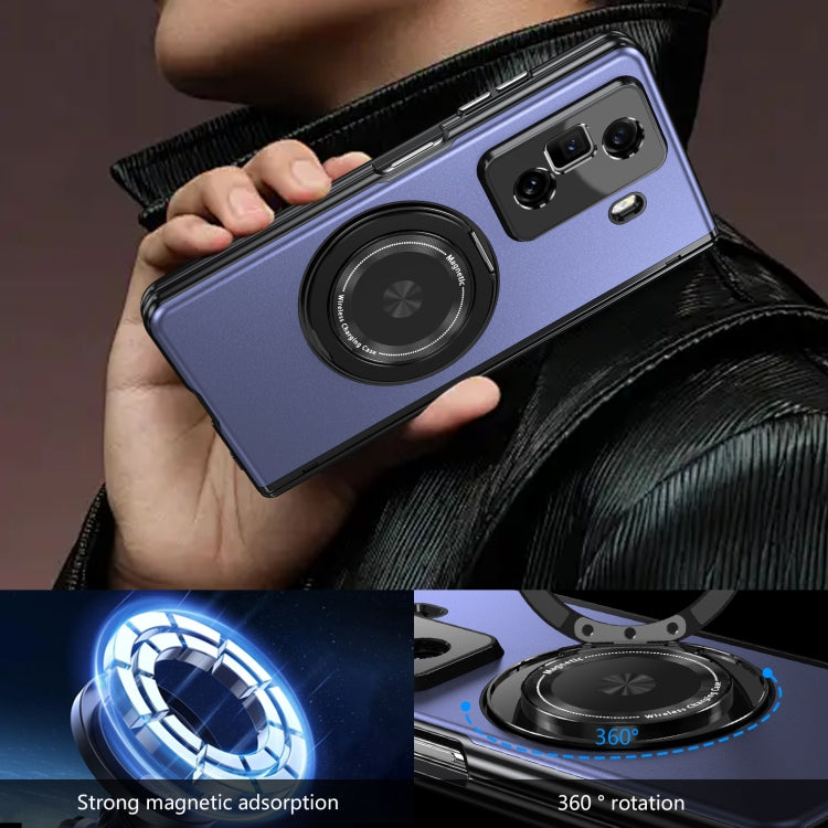 For Honor Magic Vs3 Gold Medal Rotating Folding Series Ring Holder Phone Case(Blue)