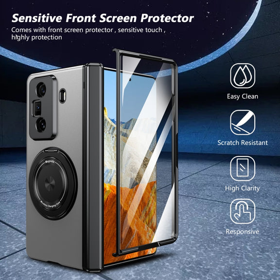 For Honor Magic Vs3 Gold Medal Rotating Folding Series Ring Holder Phone Case(Silver)