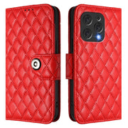 For Doogee N55 Plus Rhombic Texture Flip Leather Phone Case with Lanyard(Red)