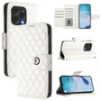 For Doogee N55 Plus Rhombic Texture Flip Leather Phone Case with Lanyard(White) - Doogee Cases by PMC TechLife | Online Shopping South Africa | PMC TechLife | Buy Now Pay Later Mobicred