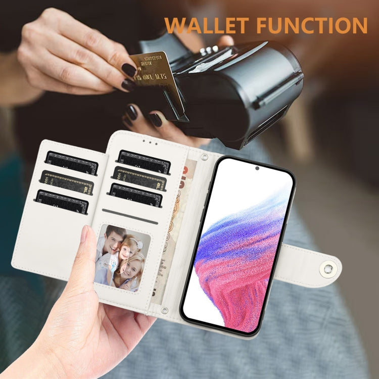For Doogee N55 Plus Rhombic Texture Flip Leather Phone Case with Lanyard(White)