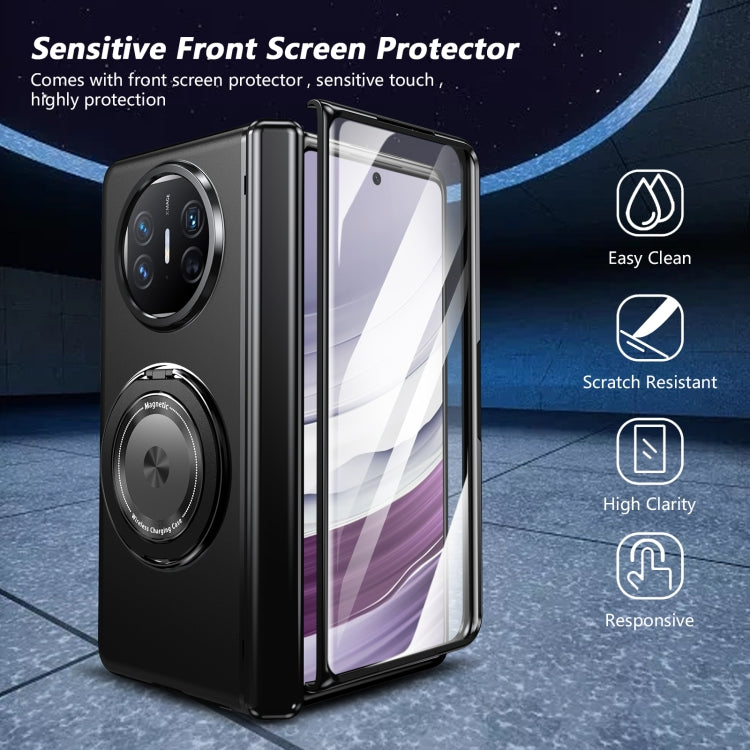 For Huawei Mate X5 Gold Medal Rotating Folding Series Ring Holder Phone Case(Black)