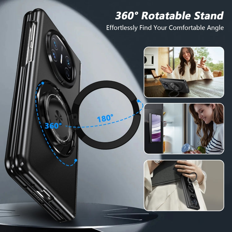 For Huawei Mate X5 Gold Medal Rotating Folding Series Ring Holder Phone Case(Black)
