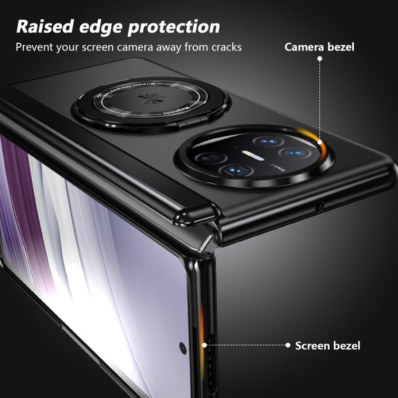 For Huawei Mate X5 Gold Medal Rotating Folding Series Ring Holder Phone Case(Black)