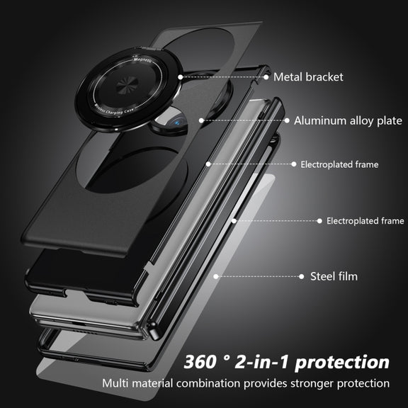 For Huawei Mate X5 Gold Medal Rotating Folding Series Ring Holder Phone Case(Black)