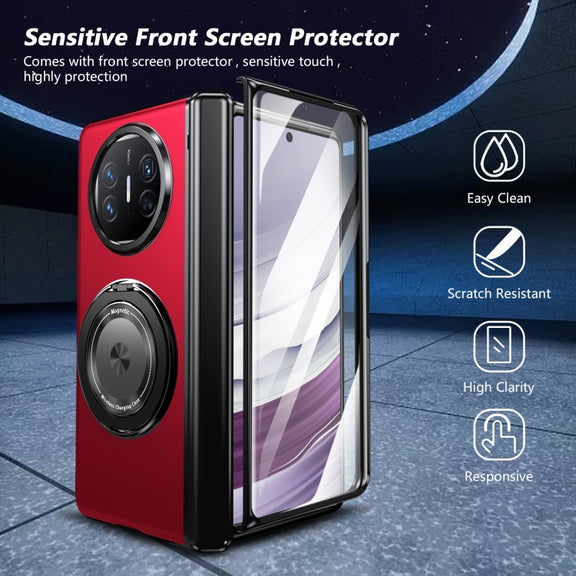 For Huawei Mate X5 Gold Medal Rotating Folding Series Ring Holder Phone Case(Red)