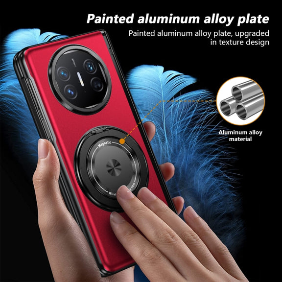 For Huawei Mate X5 Gold Medal Rotating Folding Series Ring Holder Phone Case(Red)