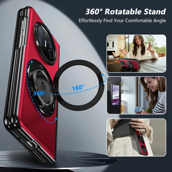 For Huawei Mate X5 Gold Medal Rotating Folding Series Ring Holder Phone Case(Red)