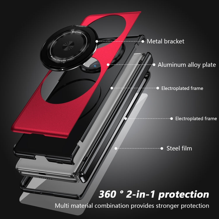 For Huawei Mate X5 Gold Medal Rotating Folding Series Ring Holder Phone Case(Red)