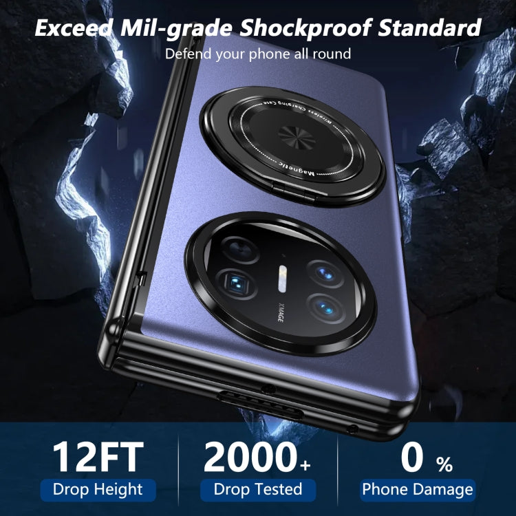 For Huawei Mate X5 Gold Medal Rotating Folding Series Ring Holder Phone Case(Blue)