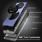 For Huawei Mate X5 Gold Medal Rotating Folding Series Ring Holder Phone Case(Blue)