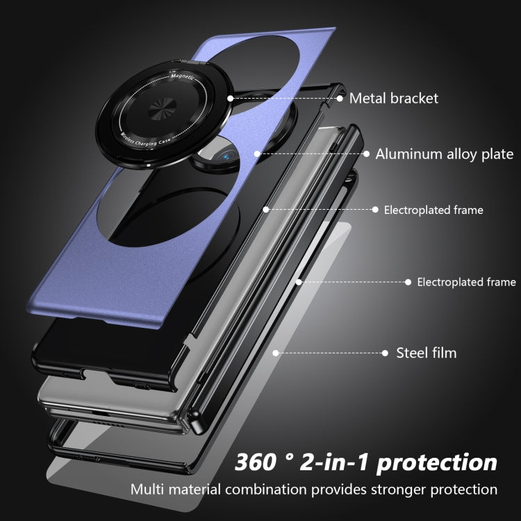 For Huawei Mate X5 Gold Medal Rotating Folding Series Ring Holder Phone Case(Blue)