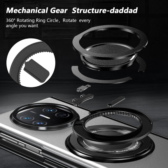 For Huawei Mate X5 Gold Medal Rotating Folding Series Ring Holder Phone Case(Silver)