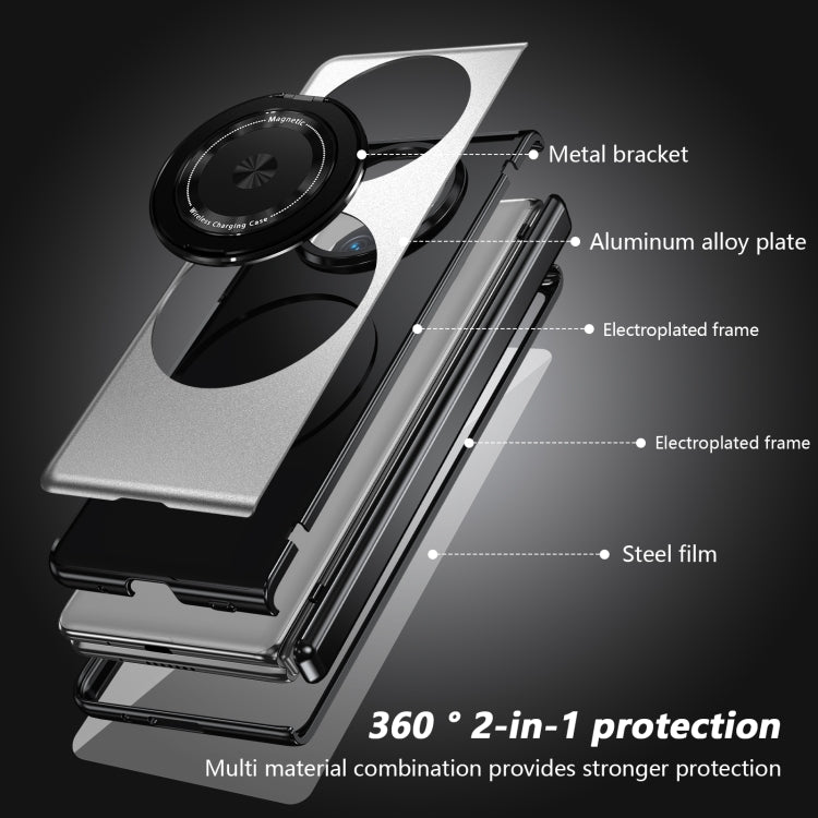 For Huawei Mate X5 Gold Medal Rotating Folding Series Ring Holder Phone Case(Silver)