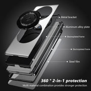 For Huawei Mate X5 Gold Medal Rotating Folding Series Ring Holder Phone Case(Silver)