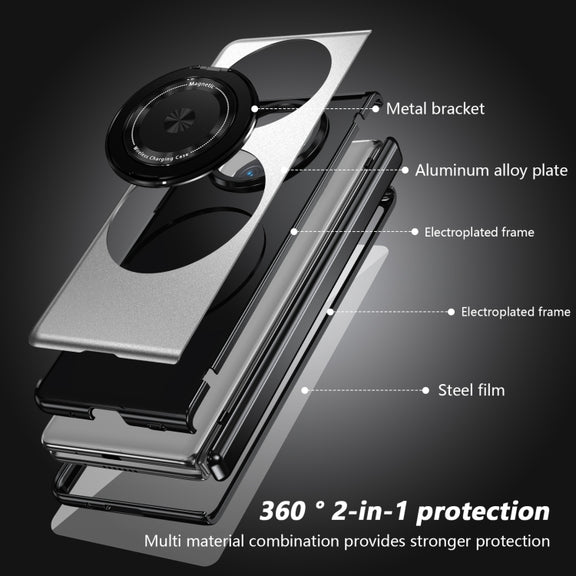 For Huawei Mate X5 Gold Medal Rotating Folding Series Ring Holder Phone Case(Silver)