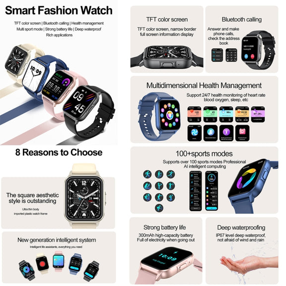 ZW36 1.83 inch BT Call Smart Watch, Blood oxygen / Blood Pressure / Heart Rate(Blue)