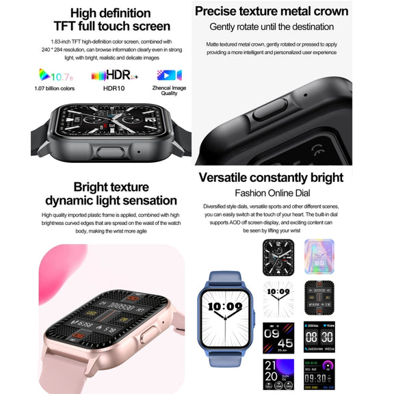ZW36 1.83 inch BT Call Smart Watch, Blood oxygen / Blood Pressure / Heart Rate(Blue)