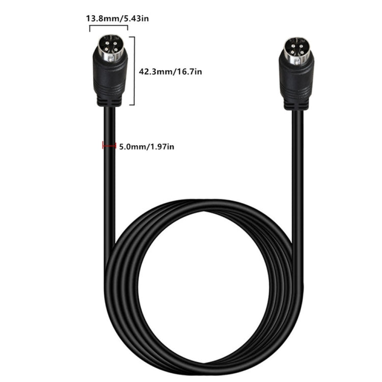 MD DIN 4 Pin Male to Male AC/DC Power Audio Adapter Cable, Length:5m(Black)