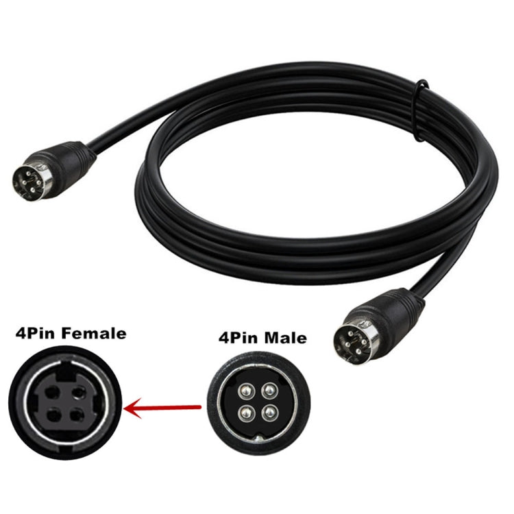 MD DIN 4 Pin Male to Male AC/DC Power Audio Adapter Cable, Length:5m(Black)
