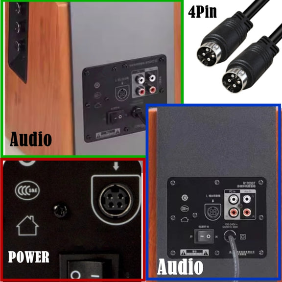 MD DIN 4 Pin Male to Male AC/DC Power Audio Adapter Cable, Length:5m(Black)