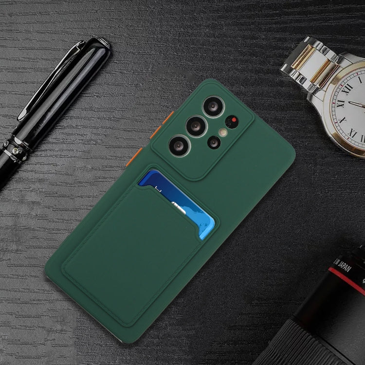 For Samsung Galaxy S25 Ultra 5G Card Slot Design Shockproof TPU Phone Case(Dark Green)