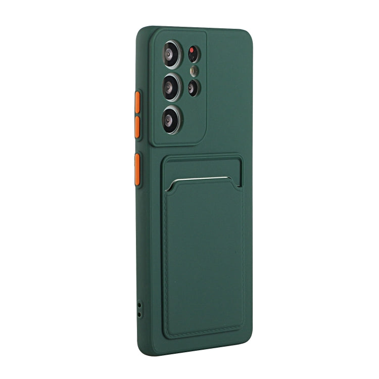 For Samsung Galaxy S25 Ultra 5G Card Slot Design Shockproof TPU Phone Case(Dark Green)