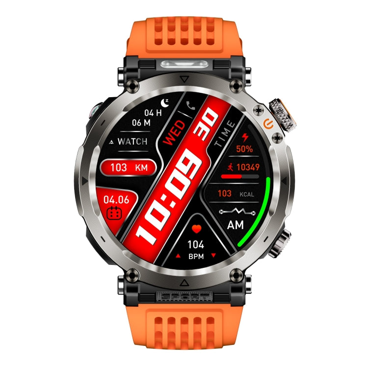 HT30 1.7 inch IP68 Water-resistant Silicone Band Smart Watch, Support Flashlight / Banknote Detector Light / Compass(Orange)