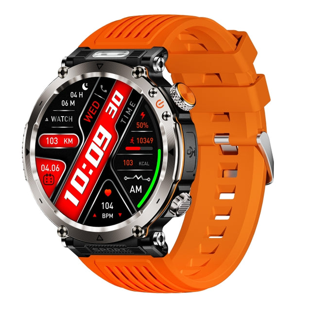 HT30 1.7 inch IP68 Water-resistant Silicone Band Smart Watch, Support Flashlight / Banknote Detector Light / Compass(Orange)