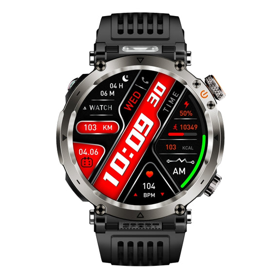 HT30 1.7 inch IP68 Water-resistant Silicone Band Smart Watch, Support Flashlight / Banknote Detector Light / Compass(Black)
