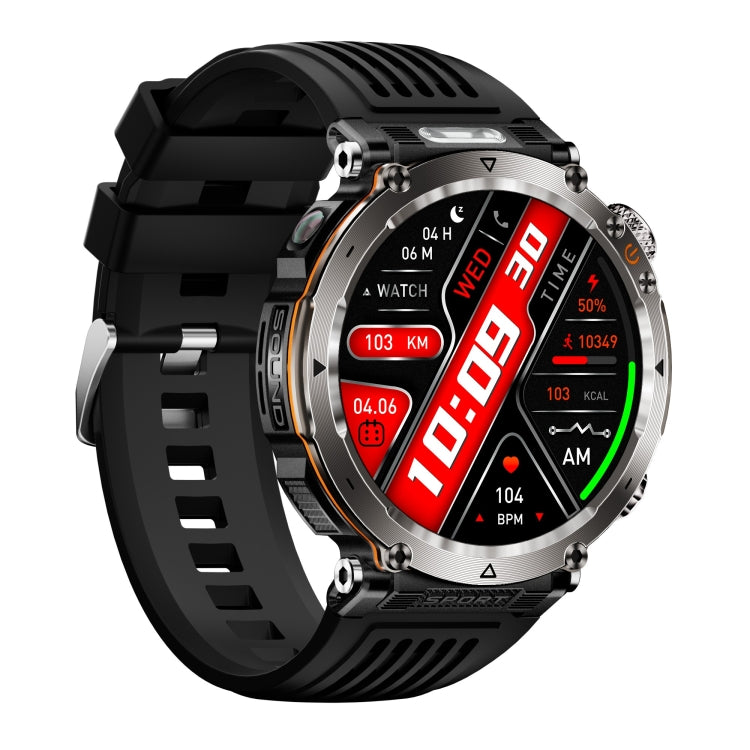 HT30 1.7 inch IP68 Water-resistant Silicone Band Smart Watch, Support Flashlight / Banknote Detector Light / Compass(Black)