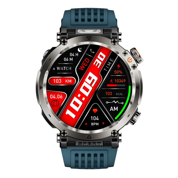 HT30 1.7 inch IP68 Water-resistant Silicone Band Smart Watch, Support Flashlight / Banknote Detector Light / Compass(Blue)